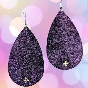 NWOT Nickel And Suede Purple Suede Teardrop Earrings Size Medium 2.5"